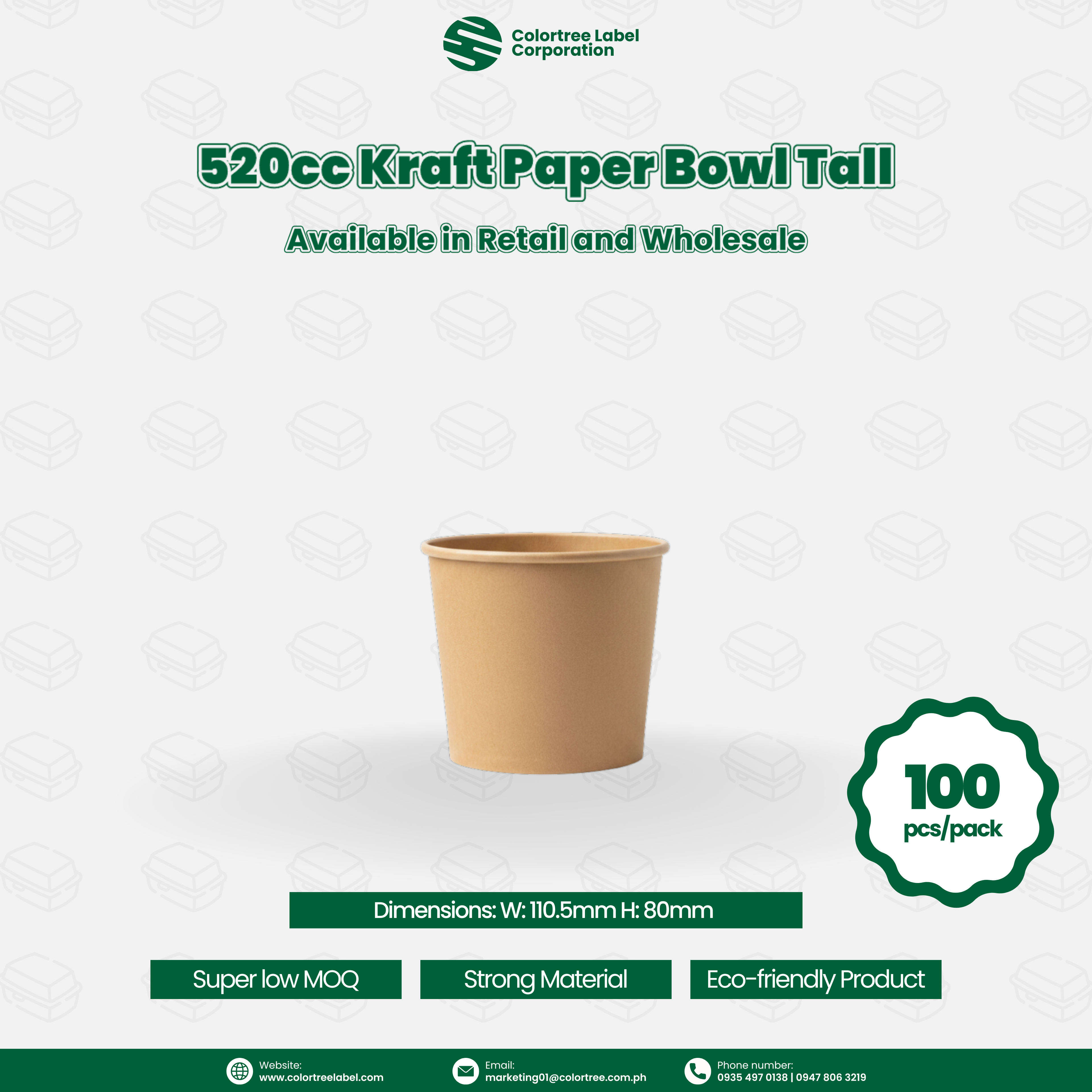 520cc Kraft Paper Bowl Tall